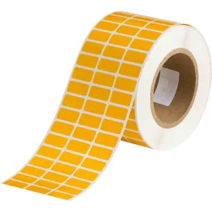 Brady THT-5-423-10-YL Harsh Environment Multi-Purpose Polyester Labels for 3" Core Printers - 0.5" x 1", Yellow, 3 per Row, 10000 per Roll