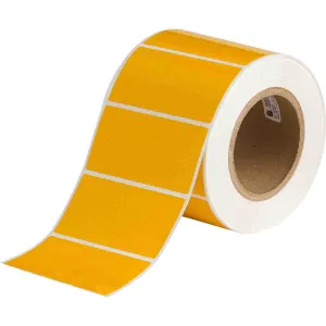 Brady THT-55-423-1-YL Harsh Environment Multi-Purpose Polyester Labels for 3" Core Printers - 2" x 4", Yellow, 1 per Row, 1000 per Roll