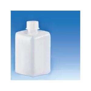 BrandTech 92189 1000mL Square Bottle, High-Density Polyethylene, Glass 32 Cap, Polypropylene, Pack of 12
