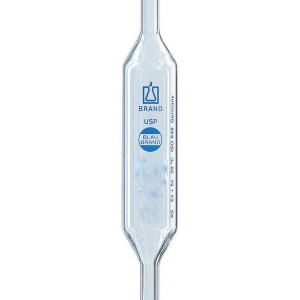 BrandTech 30611 Bulb Pipettes, USP, Class AS, 1 Mark, AR-GLAS, Blue Printed Scale, DE-M 9 ml