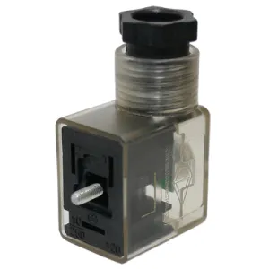 Canfield Connector A51071010000 5000 Series Solenoid Valve Connector, Ground Down, 48 - 120 VDC, Nitrile, MINI PG9, Translucent, Unwired, Bulk, 2+G