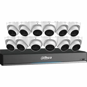 Dahua C868E124A Kit 4K HDCVI Security System - Twelve 8MP HDCVI Eyeball Cameras with One 16-Channel Analytics+ 4K HDCVI DVR
