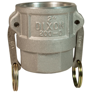 Dixon Valve 200-D-AL Andrews Type D Cam and Groove Couplers, 2 in (NPT) Female, Aluminum
