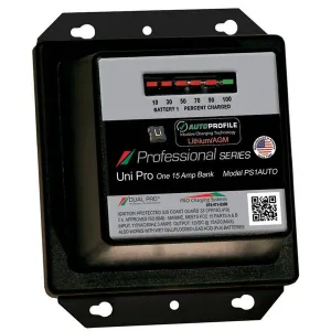 Dual Pro PS1AUTO Professional Series Lithium/AGM Battery Charger with (1) 12V Output 15 Amp Bank Auto Profile 15 Amps
