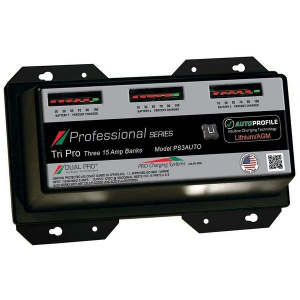 Dual Pro PS3AUTO Professional Series Lithium/AGM Battery Charger with (3) Independent 12V Output 15 Amp Banks Auto Profile 45 Amps