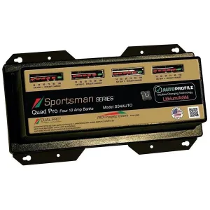 Dual Pro SS4AUTO Sportsman Series Lithium/AGM Battery Charger with (4) Independent 12V Output 10V Banks Auto Profile 40 Amps