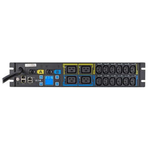 Eaton EMIU06-10 Metered Input Rack PDU, 2U, L6-30P Input, 10 ft Cord, Single-phase, 200-240V, Outlets: (12) C13 Outlet Grip, (4) C19 Outlet Grip