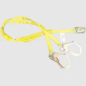 French Creek Production 424A 6' Dual Leg Lanyard 1-3/16" Tubular Webbing with Internal Shock Absorbing Core 2-1/2" Gated Steel Locking Rebar Snap