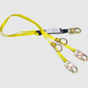 French Creek Production 440ADD 6' Dual Leg Adjustable Shock Absorbing Lanyard with Sliding D- Rings on Each Leg for Tying Back to Lanyard 1" Webbing