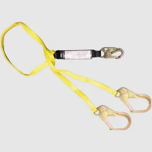 French Creek Production 444AHDZ-4 4' Dual Leg 1" Heavy Duty Webbing 100% Tie Off Standard Snap Hook on Center 2-1/2" Gated Steel Locking Rebar Snap