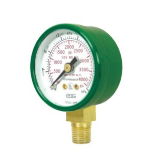 Gentec G15-4000SP Gauge, 1.5", Dual Scale, Steel Case, 4000PSI, Green, Skin Package