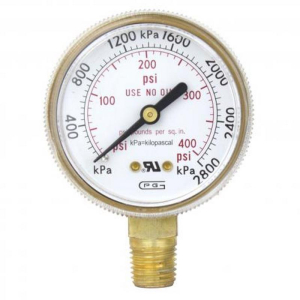 Gentec G20-400CS Gauge, 2", Dual Scale, Steel Case, 400PSI, Gold, Clamshell Package