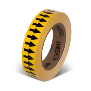 INCOM PMA155 Pipe Flow Arrow Tape: Yellow With Black Arrows, 1" x 108'