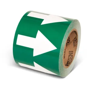 INCOM PMA452 Pipe Flow Arrow Tape: Green With White Arrows, 4" x 108'