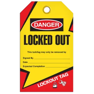 INCOM TG6001RP LOCKOUT TAG - Locked Out, 3/8" Metal Grommet