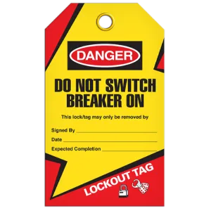 INCOM TG6009RP LOCKOUT TAG - Do Not Switch Breaker On, 3/8" Metal Grommet