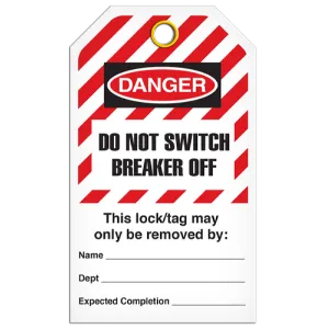 INCOM TG6035PT LOCKOUT TAG - Do Not Switch Breaker Off, 3/8" Plain Hole