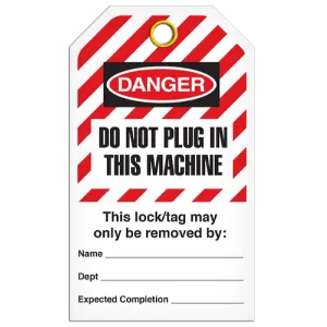 INCOM TG6043RP LOCKOUT TAG - Do Not Plug In This Machine, 3/8" Metal Grommet