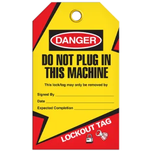 INCOM TG6018RP LOCKOUT TAG - Do Not Plug In This Machine, 3/8" Metal Grommet