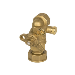 Jomar 245-105BA 1" x 30lt, BRASS Utility Gas Ball Valve, Full Port, Service Bypass, 125 PSIG, Angle Body with Meter Nut and Swivel Connection