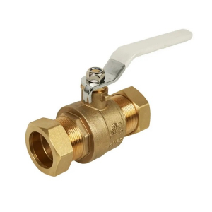 Jomar 102-665G 1" Dezincification Resistant Lead Free Brass Ball Valve 2 Piece Full Port Compression Connection Stainless Steel Trim with Drain