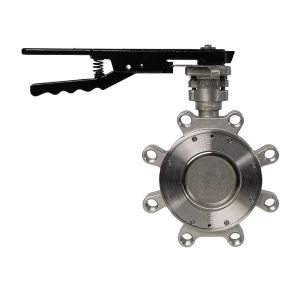 Jomar 600-212H3SSRL HPBFV Stainless Steel 300 Class Butterfly Valve 2-1/2" with RPTFE Seat and Lever Handle