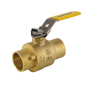 Jomar 100-114-LH 3/4" Ball Valve 2 Piece Full Port Brass Solder Connection Latch Lock Handle 600 WOG