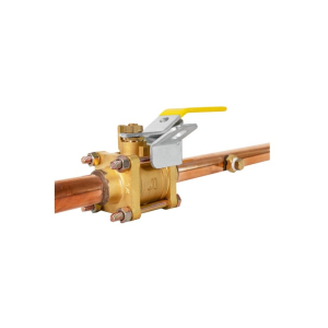 Jomar 500-824 Medical Gas Ball Valve, 3 Piece 4 Bolt, with Single Gauge Port, Size 3/4"