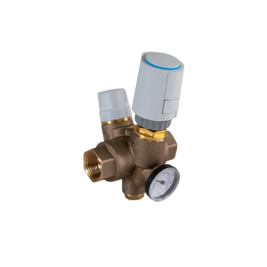 Jomar 180-103G-X 1/2" Lead Free Thermostatic Balancing Valve, Threaded, 150 CWP, Axial Thermal Disinfection, with Thermometer, without Jomar Actuator