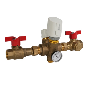 Jomar 180-103MFG-A-I 1/2" Thermostatic Balancing Valve, Threaded, 150 CWP, Actuated Thermal Disinfection, w/ Thermometer, Check Valve