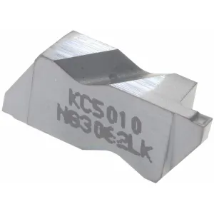 Kennametal 1762299 Series Top Notch Grooving Insert NG3062LK KC5010, Carbide, TiAlN Finish, Left Hand, 1.58 mm Cutting Width, 2.39 mm Max Depth