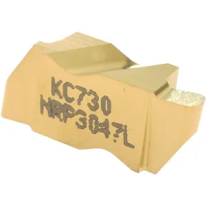 Kennametal 1114269 Series Top Notch Grooving Insert NRP3047L KC730, Carbide, TiN Finish, Left Hand, 2.39 mm Cutting Width, 3.81 mm Max Depth