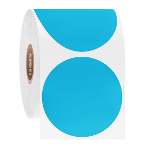 LabTAG AUB-132C1-0.5BL Permanent ChemicoTAG - Solvent Resistant Color Labels for Containers 2" / 50.8mm (circle), Blue, 1" Core