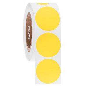 LabTAG AUB-132C3-1YE Permanent ChemicoTAG - Solvent Resistant Color Labels for Containers 2" / 50.8mm (circle), Yellow, 3" Core