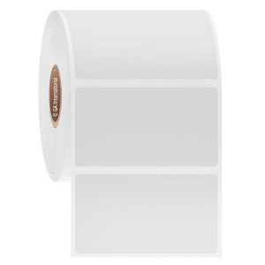LabTAG BOP-231C1-1WH Blackout Paper Labels 2.25" x 1.25" / 57.2mm x 31.8mm, White, 1" Core