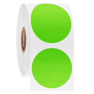 LabTAG DFPC-202NPC1-1GA Cryo-DirectTAG - Cryogenic Labels for Direct Thermal Barcode Printers 1.5" / 38.1mm (circle), Green Apple, 1" Core