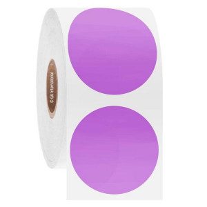 LabTAG DFPC-202NPC1-1VI Cryo-DirectTAG - Cryogenic Labels for Direct Thermal Barcode Printers 1.5" / 38.1mm (circle), Violet, 1" Core