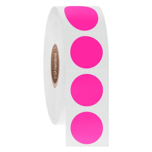 LabTAG DT-106C1-1PI-C6 Paper Labels for Direct Thermal Printers 0.75" / 19.1mm (circle), Pink, 1" Core