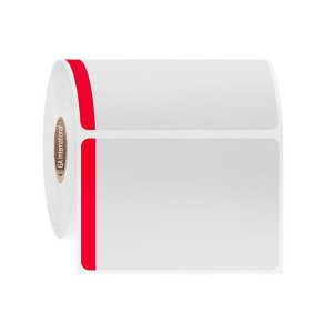 LabTAG DT-56C1-1BRE Paper Labels for Direct Thermal Printers 3" x 2", with color tab, White with Red Color Tab 1 Inch Core