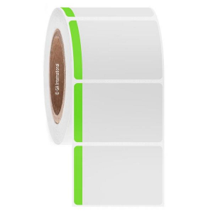 LabTAG DT-56C3-1BGA Paper Labels for Direct Thermal Printers 3" x 2", with color tab, White with Green Color Tab 3 Inch Core