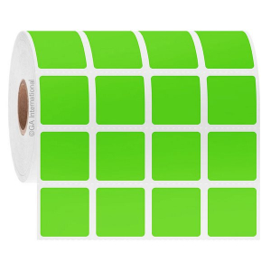 LabTAG DT-95C1-8GA Paper Labels for Direct Thermal Printers 0.875" x 0.875"/ 22.2mm x 22.2mm (4 across), Green Apple, 1" Core