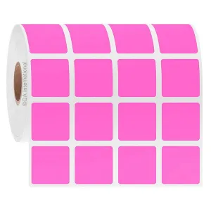 LabTAG DT-95C1-8PI Paper Labels for Direct Thermal Printers 0.875" x 0.875"/ 22.2mm x 22.2mm (4 across), Pink, 1" Core