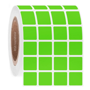 LabTAG DT-95C3-16GA Paper Labels for Direct Thermal Printers 0.875" x 0.875"/ 22.2mm x 22.2mm (4 across), Green Apple, 3" Core