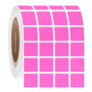 LabTAG DT-95C3-16PI Paper Labels for Direct Thermal Printers 0.875" x 0.875"/ 22.2mm x 22.2mm (4 across), Pink, 3" Core