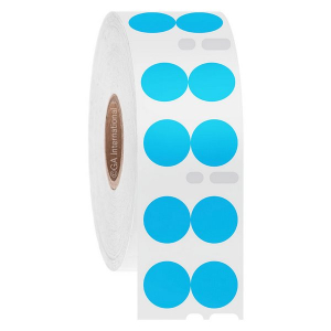 LabTAG ECY-050BL DTermo - DYMO-Compatible Paper Labels 0.5" / 12.7mm (circle) (2 across), Blue, 1" Core