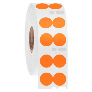 LabTAG ECY-050OR DTermo - DYMO-Compatible Paper Labels 0.5" / 12.7mm (circle) (2 across), Orange, 1" Core