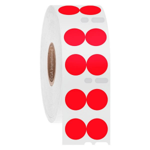 LabTAG ECY-050RE DTermo - DYMO-Compatible Paper Labels 0.5" / 12.7mm (circle) (2 across), Red, 1" Core