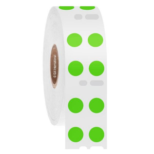 LabTAG EF1F-030GA Cryo-DTermo - DYMO-Compatible Cryogenic Labels 0.35" / 9mm (circle) (2 across), Green Apple, 1" Core