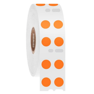 LabTAG EF1F-030OR Cryo-DTermo - DYMO-Compatible Cryogenic Labels 0.35" / 9mm (circle) (2 across), Orange, 1" Core