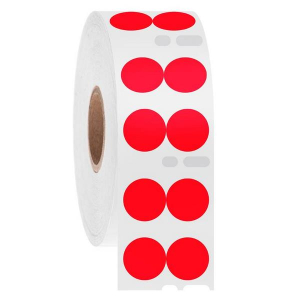 LabTAG EF1F-050RE Cryo-DTermo - DYMO-Compatible Cryogenic Labels 0.5" / 13mm (circle) (2 across), Red, 1" Core